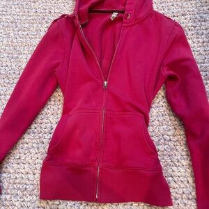Pink Fitted Zip-Up Hoodie